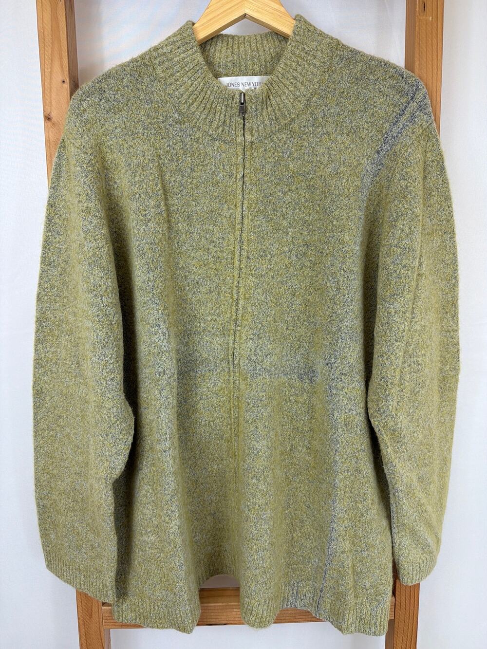 Vintage Jones New York Green Zip-Up Sweater Cardigan Size 3X
